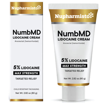 Nupharmisto 5% Lidocaine Numbing Cream: Deep Targeted Relief Lidocaine Cream, Relieve Discomfort for Topical Anorectal or Hemorrhoidal, Recovery Support with Arnica, Emu Oil & Lecithin 2.82 oz
