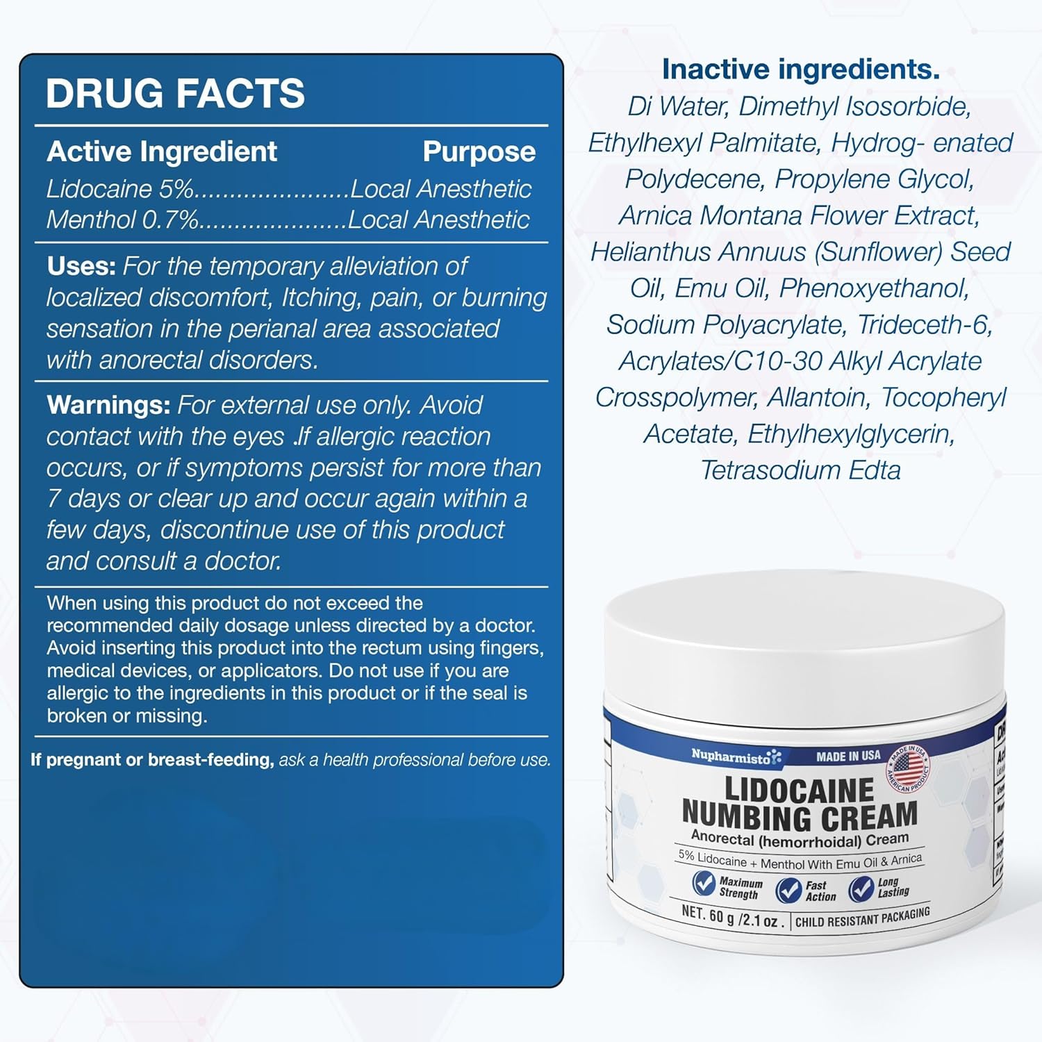 5% Lidocaine Numbing Cream – Nupharmisto