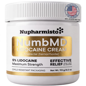 Nupharmisto 5% Lidocaine Numbing Cream: Deep Targeted Relief Lidocaine Cream, Relieve Discomfort for Topical Anorectal or Hemorrhoidal, Recovery Support with Arnica, Emu Oil & Lecithin 113g / 4.0 oz
