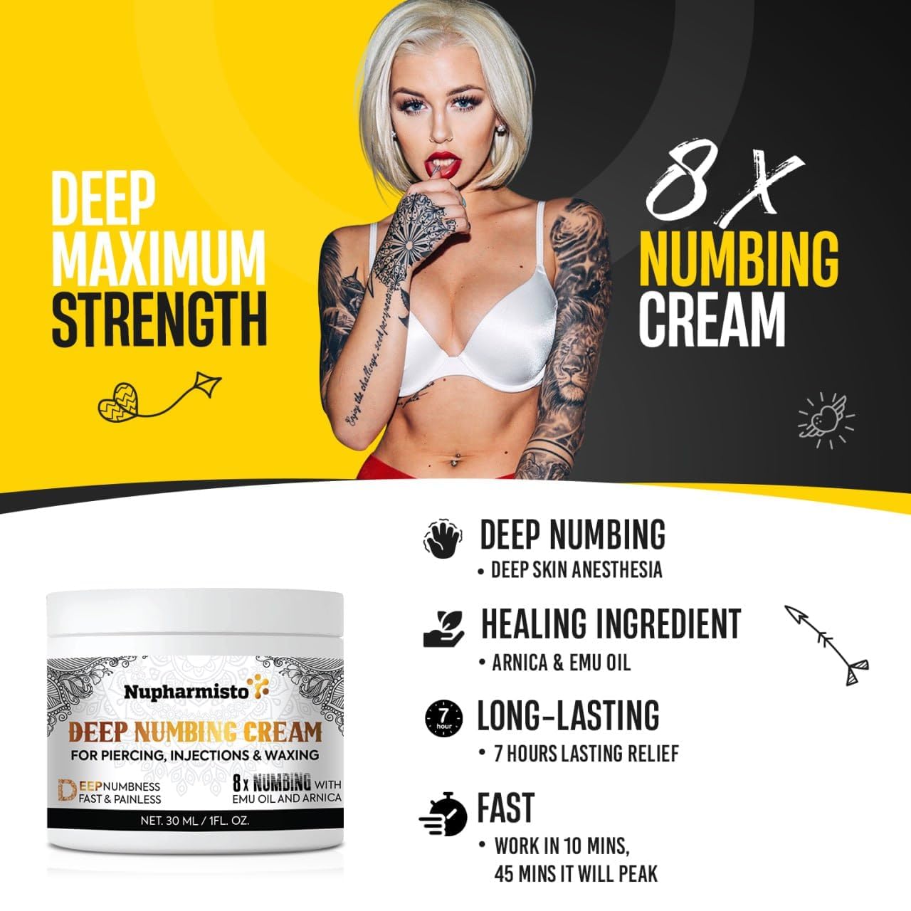 Deep Numbing Cream for Piercing, Injections & Tattoos