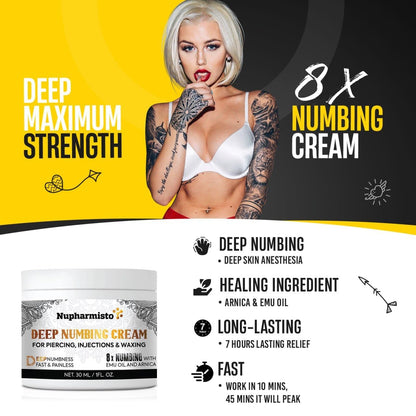 Deep Numbing Cream for Piercing, Injections & Tattoos