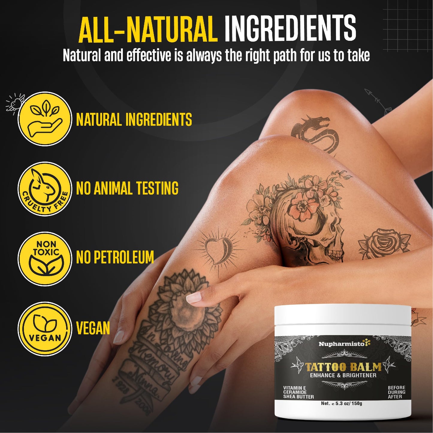 Powerful Tattoo Aftercare Balm For Color Enhancement And Brightening - 150g